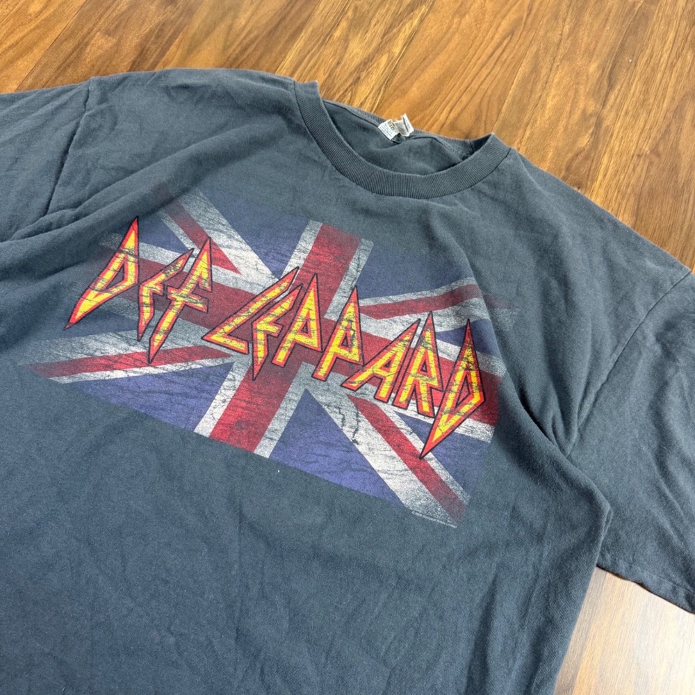 Def Leppard Alstyle Union Jack T-Shirt XL Dark Gray Heavyweight Band Tee